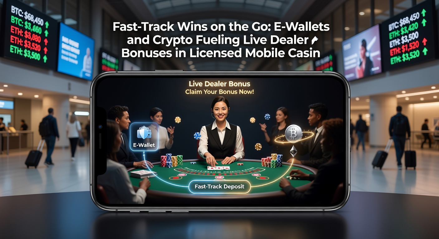 Crypto transactiescherm met live dealer blackjack op mobiel apparaat en Bitcoin symbool