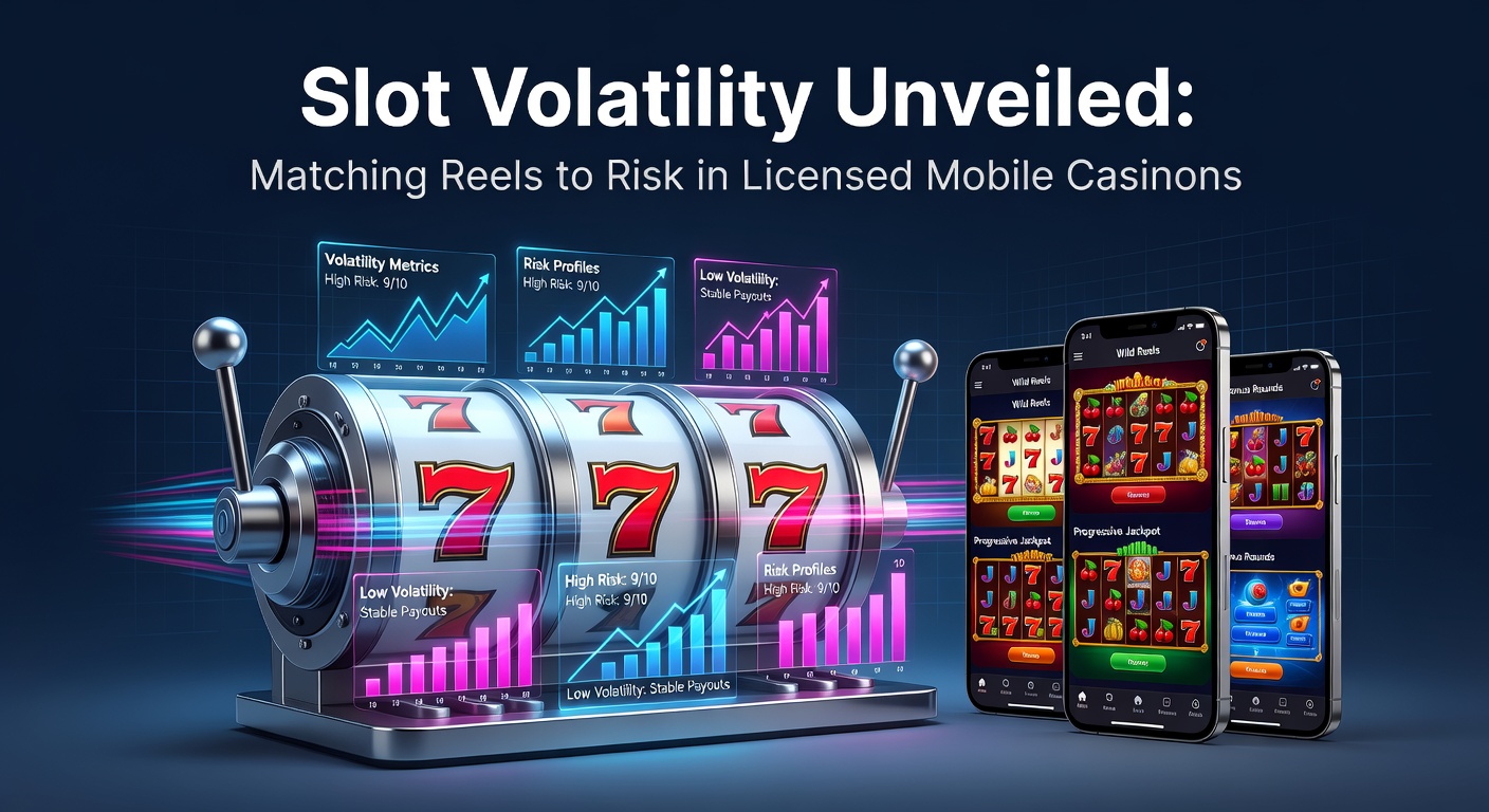 Dynamische gokkast reels die volatiliteit illustreren met wisselende winpatronen op een mobiel scherm in een gelicenseerd casino